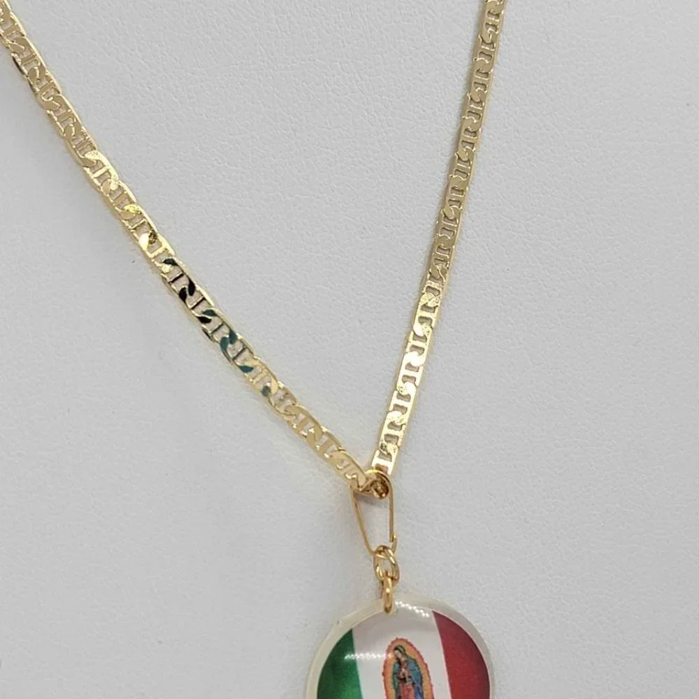 Exclusive Virgen De Guadalupe Necklace with Flag of Mexico